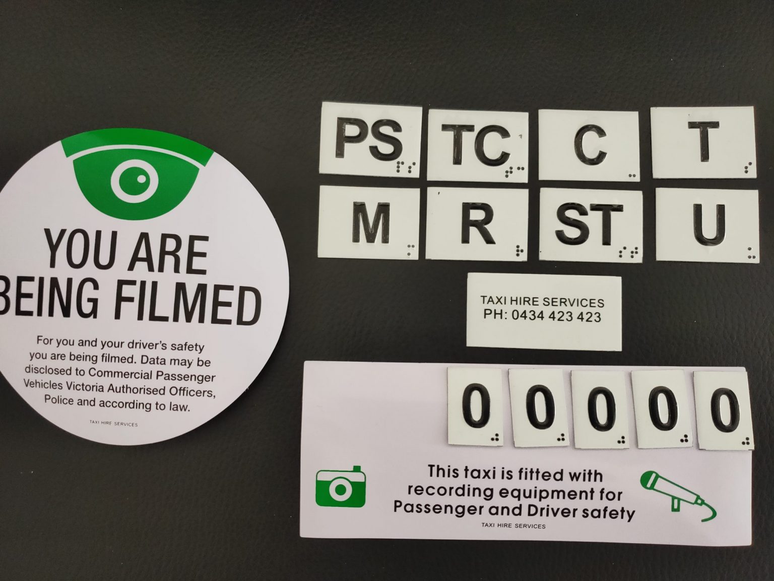 Taxi Braille Tactile Numbering Stickers with tactile in braille and in ...